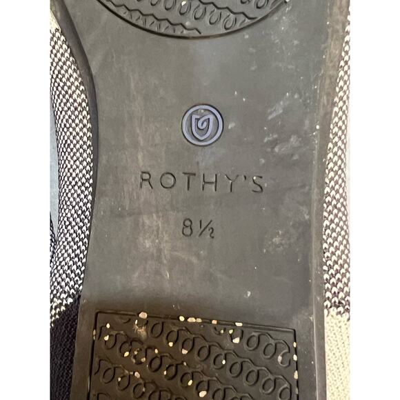 ROTHYS Size 8.5 “THE FLAT” Retired BUFFALO PLAID‎ Round Cap Toe Blk/Wht Slip On - Picture 8 of 9